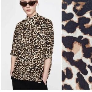 EUC Zara Size Small Oversized Leopard Print Women's‎ Top Blouse